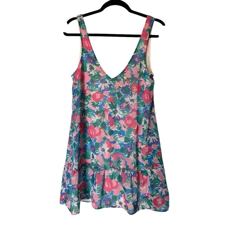Show Me Your Mumu Womens Small Blue Flower Floral V Neck Sleeveless Tank